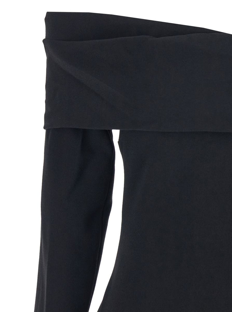 'Yuni' Black Dress With Square Neckline And Back Closure In Fabric Woman