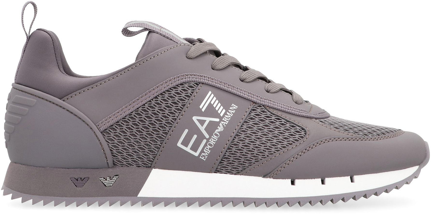 Ea7 Emporio Armani Mesh And Vegan Leather Low-Top Sneakers