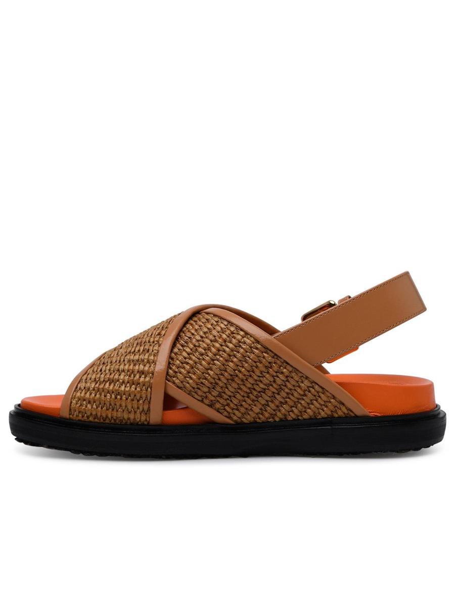 Marni Brown Raffia Blend Fussbett Sandals