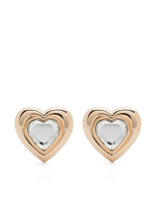 Self-Portrait Gold Crystal Heart Earrings Accessories