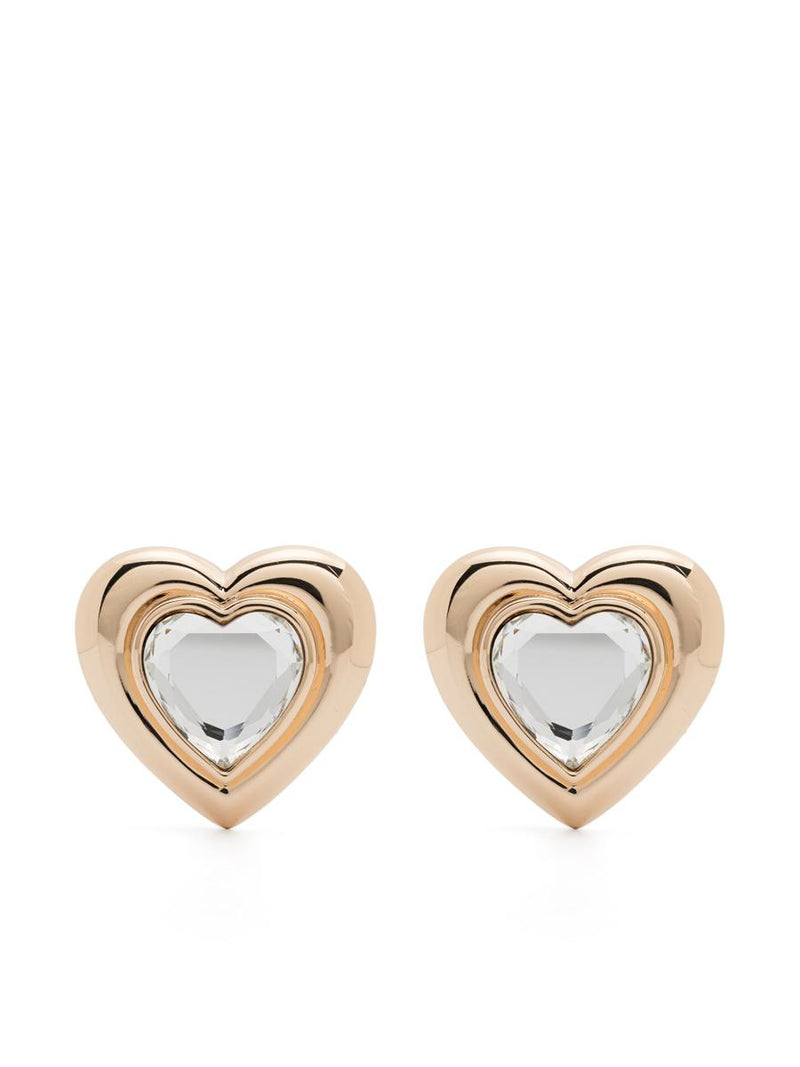 Self-Portrait Gold Crystal Heart Earrings Accessories