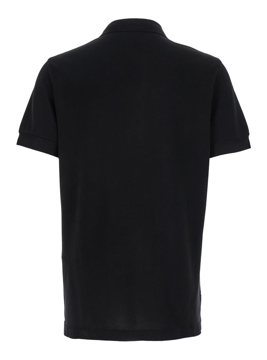 Black Polo Shirt With Classic Collar In Cotton Blend Man