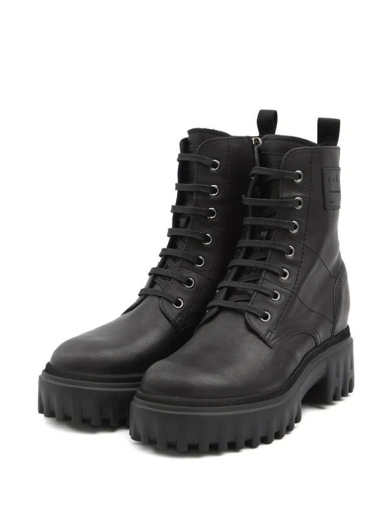 Hogan H700 Chunky Biker Boots In Leather Shoes