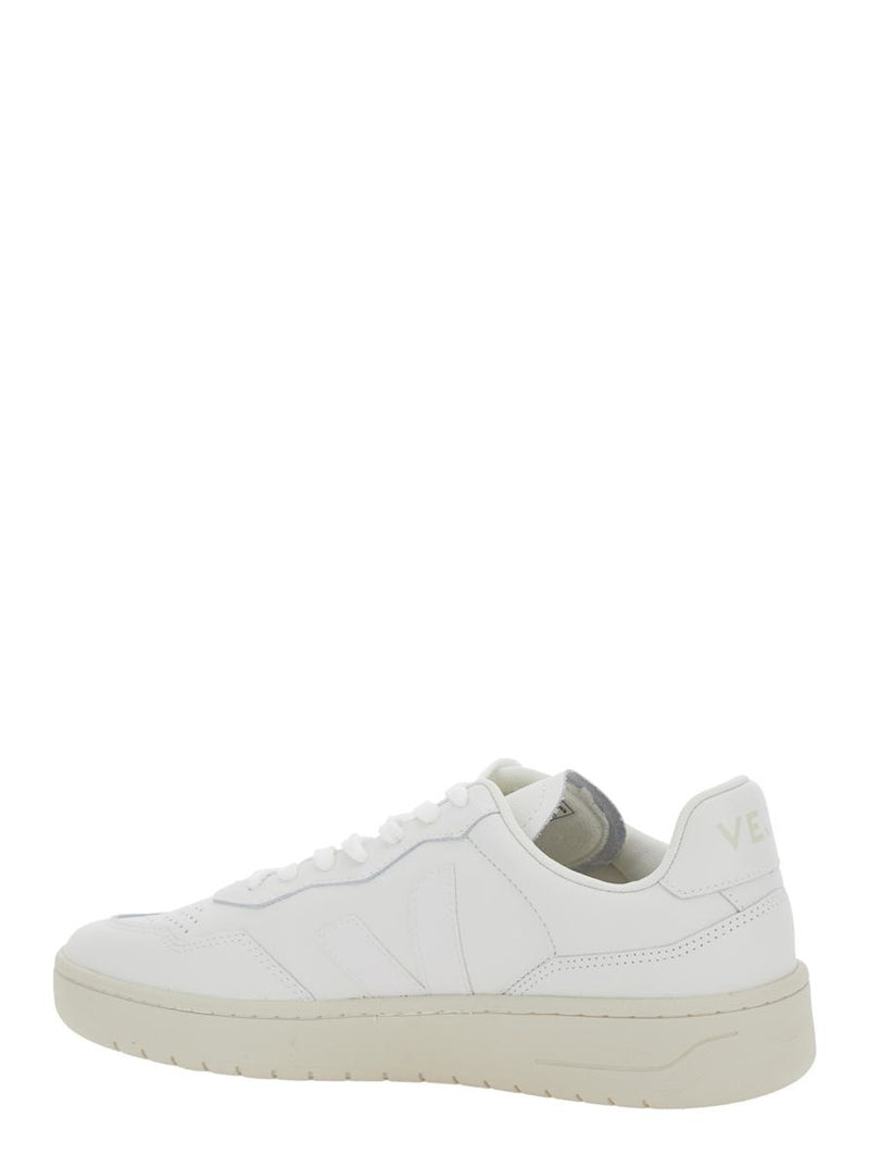 'V-90' White Sneakers With Logo Patch On The Tongue And Logo Lettering On The Heel In Leather Unisex