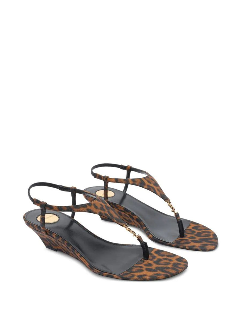 Saint Laurent Fabric Women Shoes Sandles Mid Heel Leather Sole