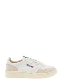 'Medalist' White Low Top Sneakers With Beige Suede Details In Leather Man