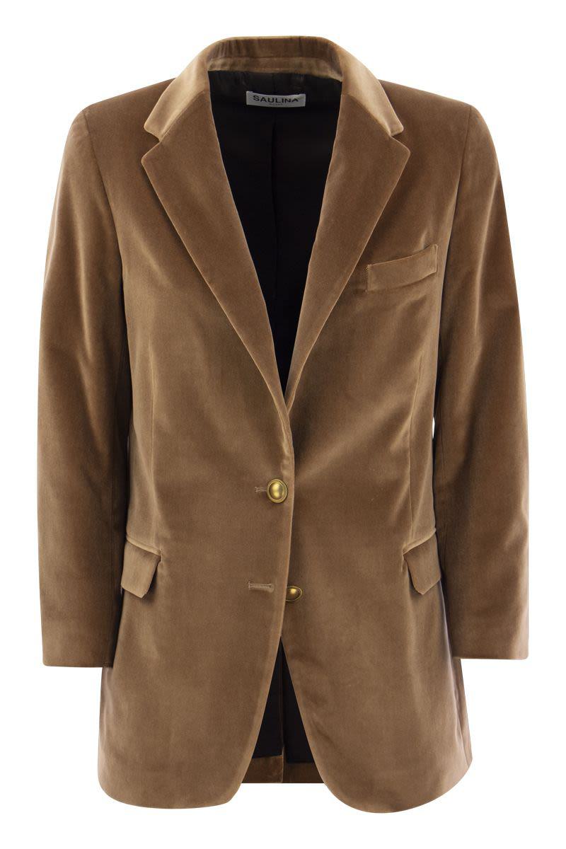 Saulina Antonia - Single-Breasted Velvet Jacket