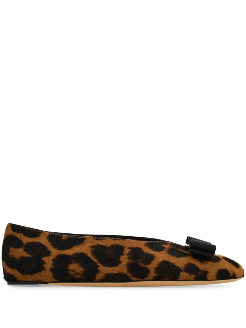 Salvatore Ferragamo Horsehair Printed Vanna Ballet Flats Shoes
