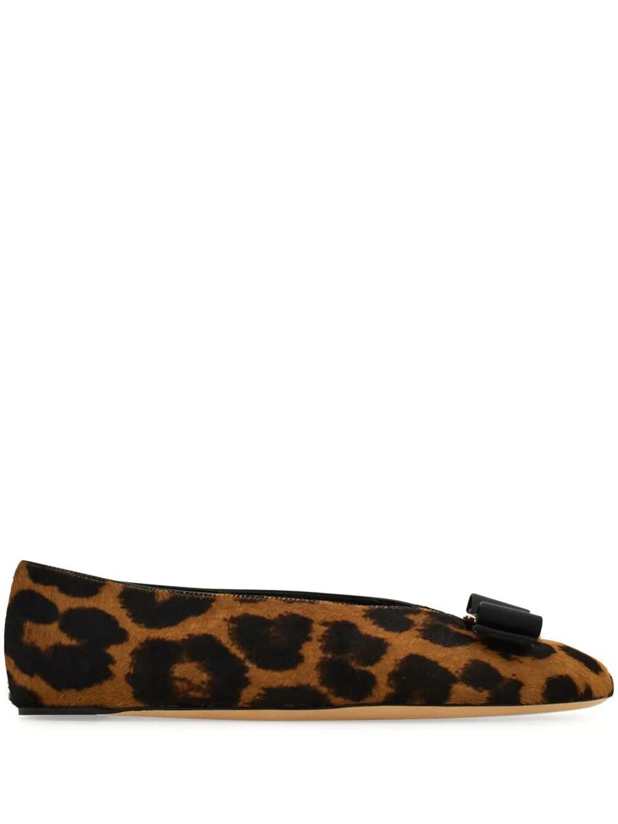 Salvatore Ferragamo Horsehair Printed Vanna Ballet Flats Shoes