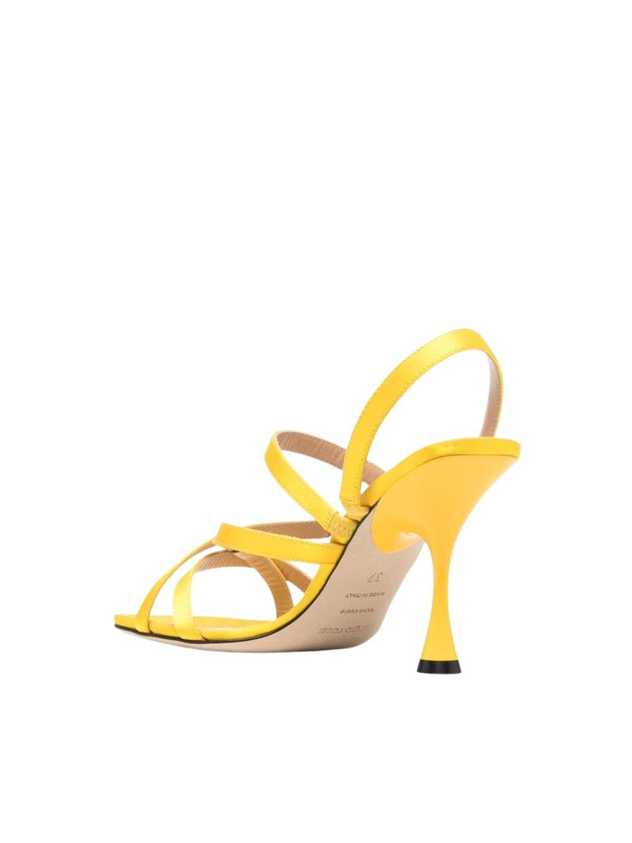 Sergio Rossi Crepe Satin Leather Heeled Sandal Shoes