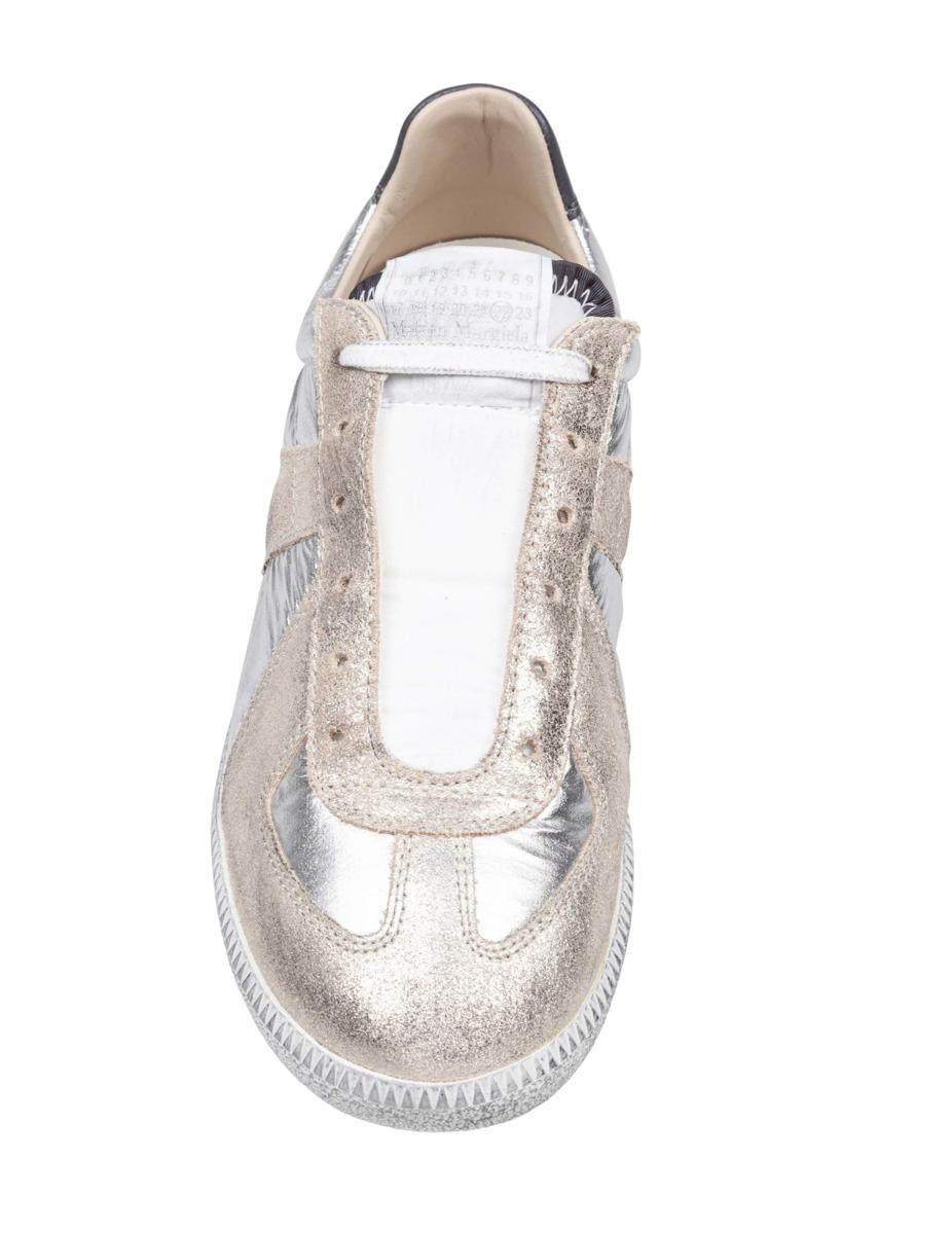 Maison Margiela Metallic Leather And Suede Sneakers