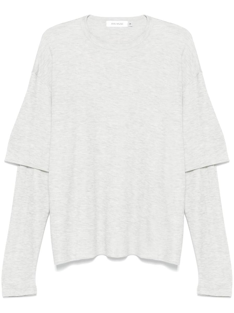 Aya Muse Ribbed Double Layer T-Shirt Clothing