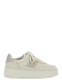 Beige Sneakers With Contrasting Heel With Logo Lettering In Leather Blend Woman