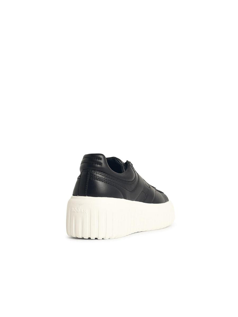 Hogan 'H-Stripes' Black Leather Sneakers