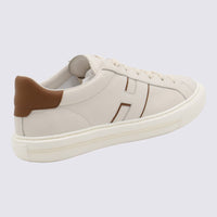 Hogan White And Beige Leather Sneakers