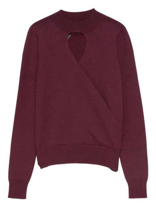 Twinset Burgundy Keyhole-Neck Sweater