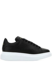 Alexander McQueen Oversized Black Leather Sneakers With Contrasting Platform