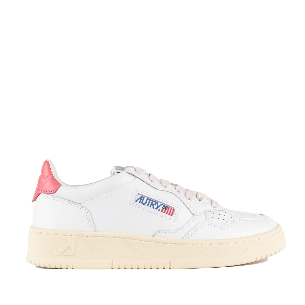 Autry Medalist Low White Leather And Tearose Sneakers
