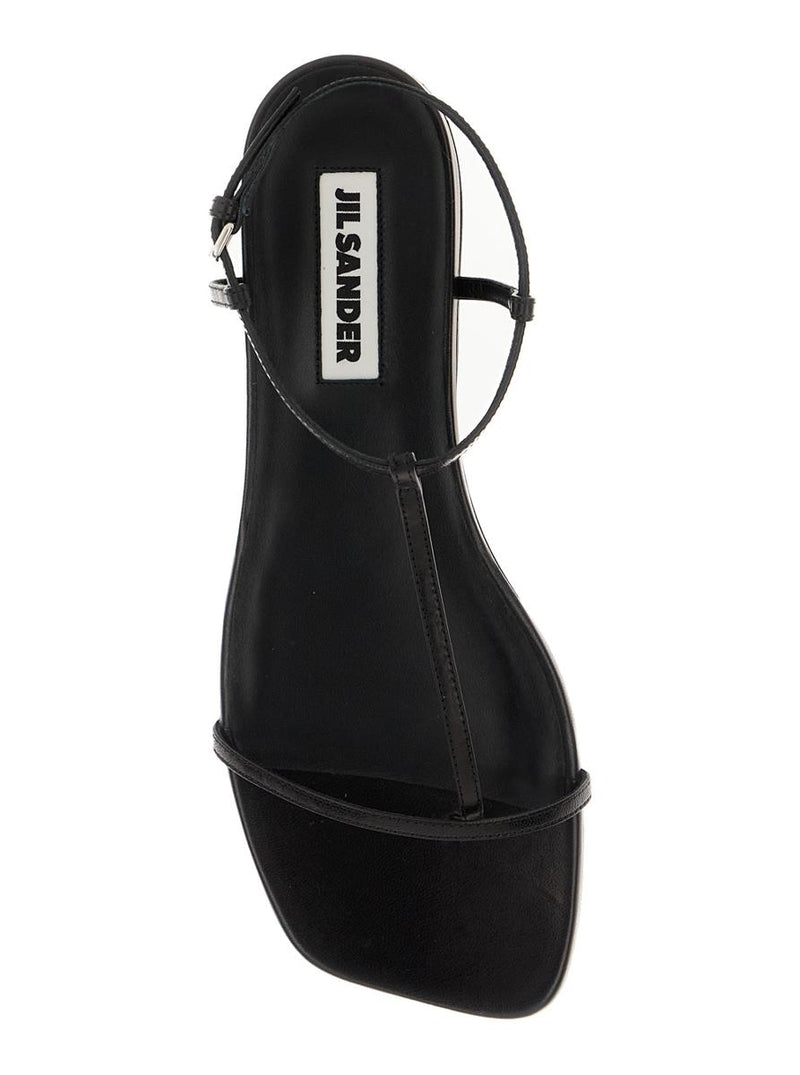 Black Sandals With Ankle Buckle Closure In Leather Woman