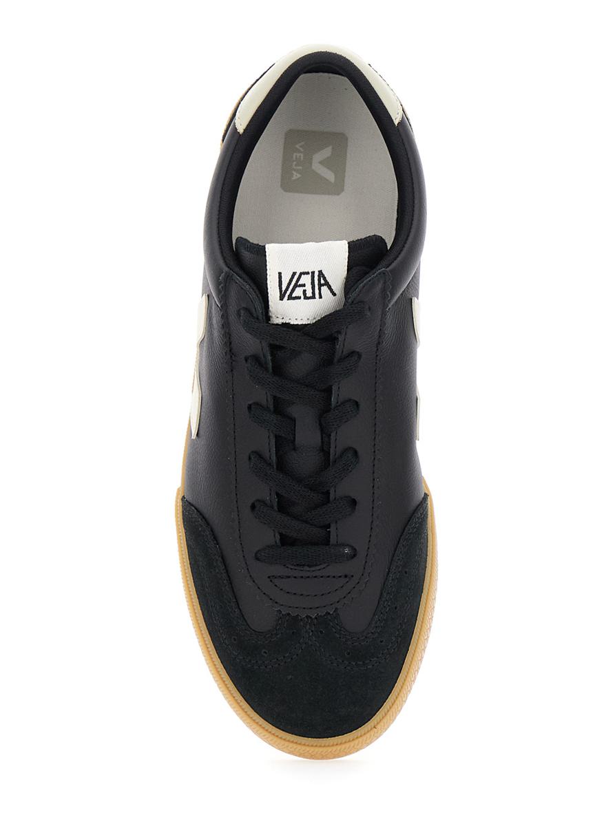 'Volley' Black Sneakers With Side Logo And Lettering Logo On The Heel In Organic Cotton Unisex