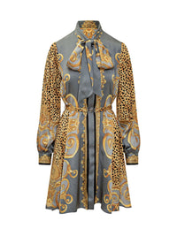 Versace Versace Baroque Silk Animalier Short Dress