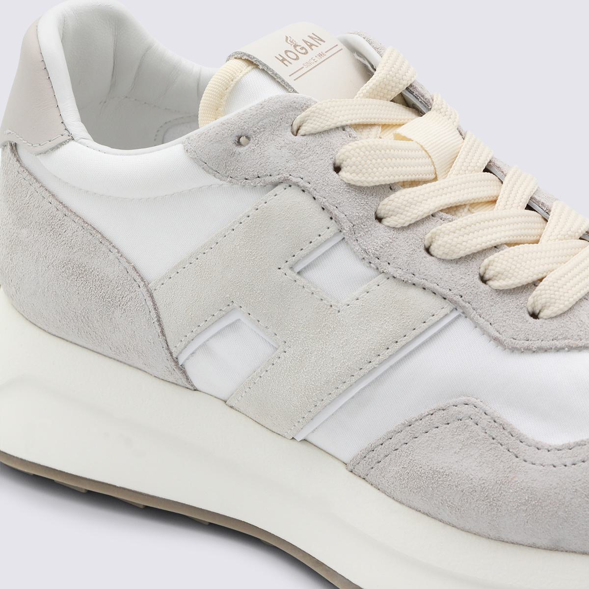 Hogan White And Beige Leather Sneakers
