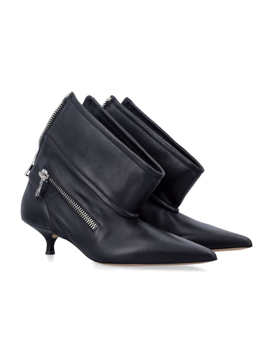 JW Anderson Black Leather Biker Kitten Heel Ankle Boot