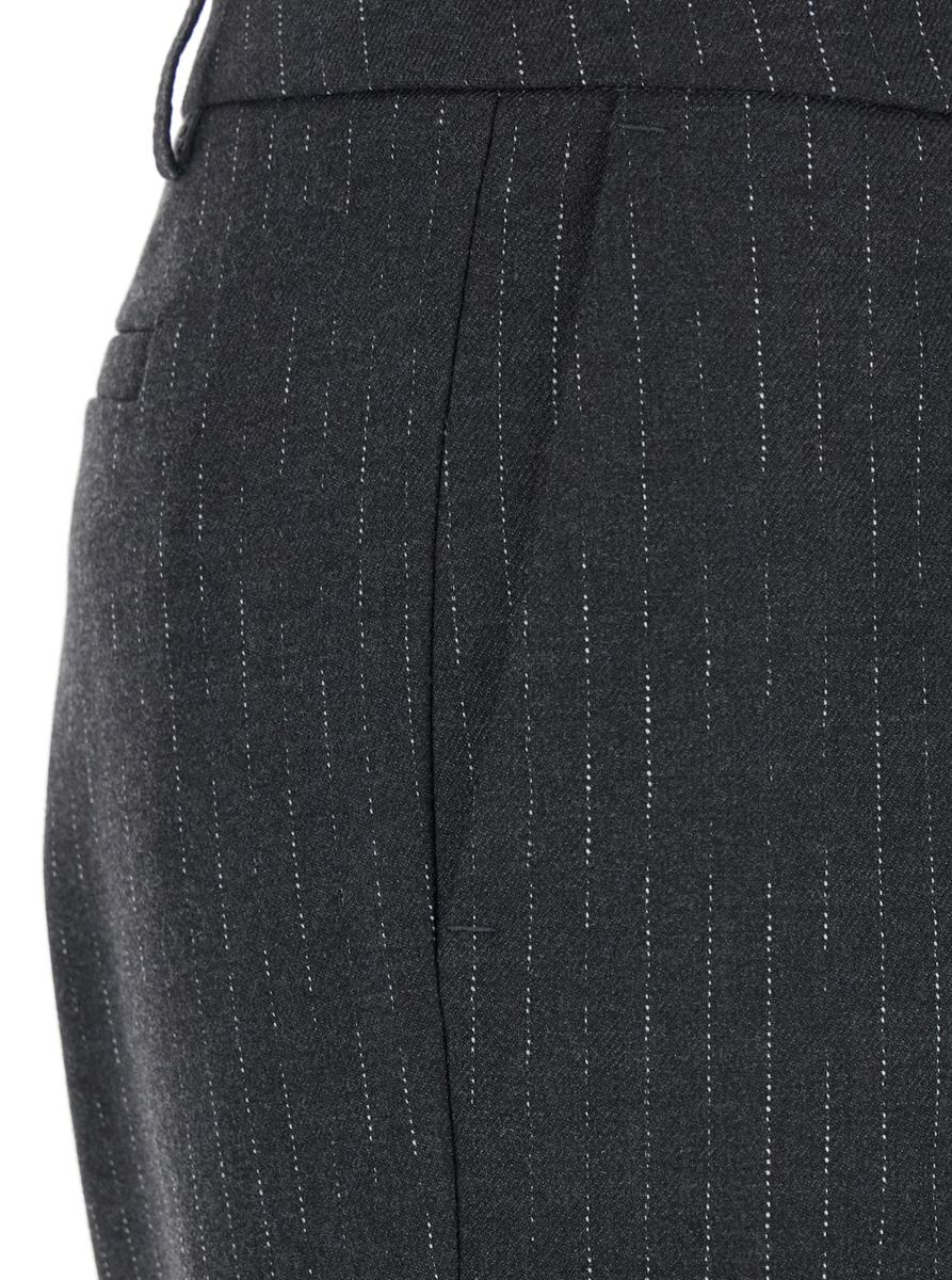 Grey Pants With Belt Loops And All-Over Striped Motif In Wool Blend Woman