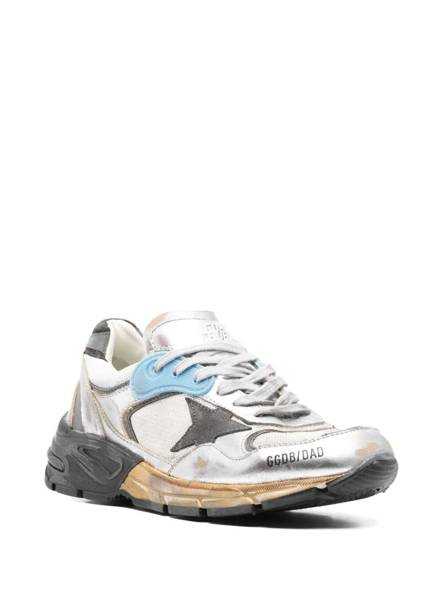 Golden Goose "Running Dad" Mesh And Laminated Leather Upper Suede Star Laminated Leather Toe And Tongue Shoes