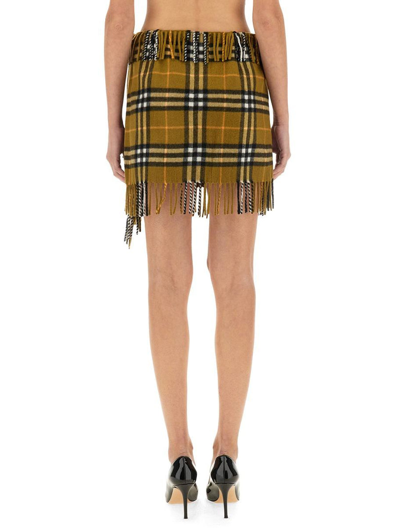Burberry Wool And Cashmere Check Scarf Style Skirt