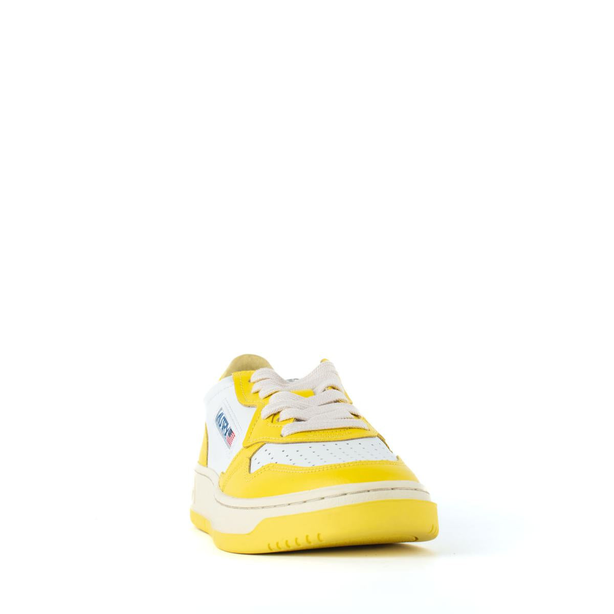 Autry Two-Tone White And Yellow Leather Sneakers