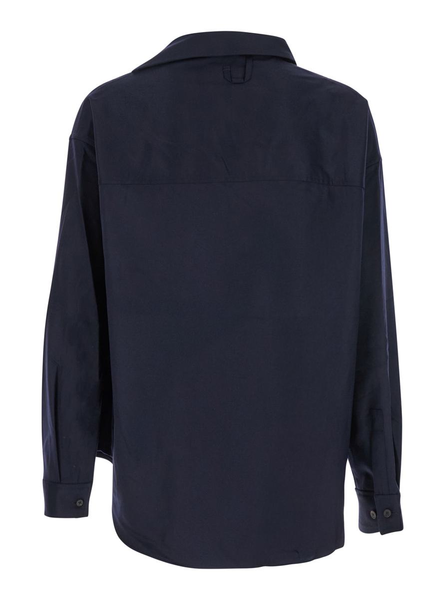 Blue Shirt With Asymmetric Design In Wool Man