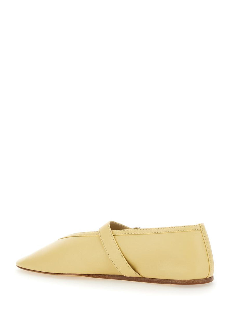 'Stella' Yellow Ballerinas With With Buckle Strap In Leather Woman