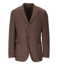 Santaniello Brown Tartan Single-Breasted Jacket