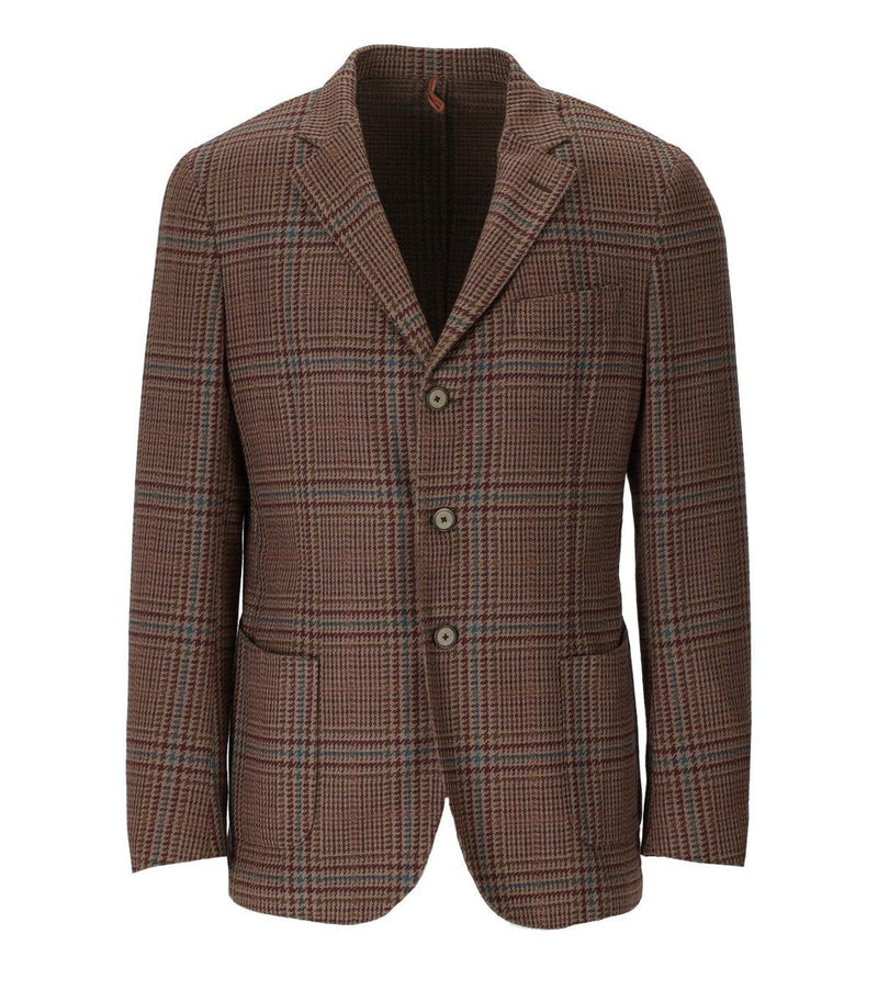 Santaniello Brown Tartan Single-Breasted Jacket