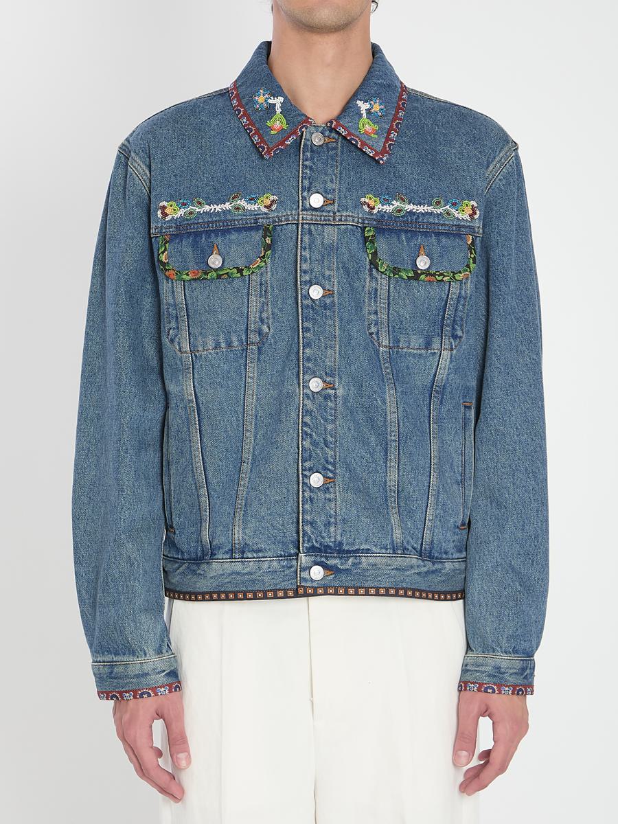 Bead-Embroidered Denim Jacket