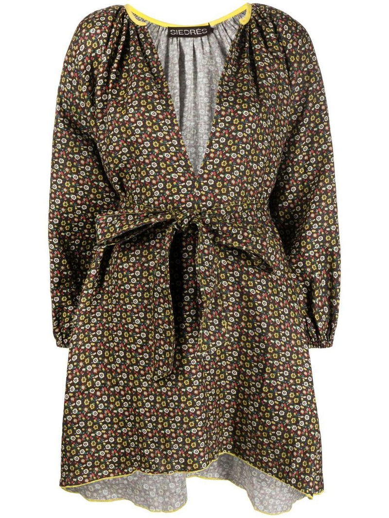 SIEDRES 印花亚麻迷你连衣裙