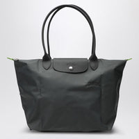 Longchamp Graphite-Coloured L Le Pliage Green Bag