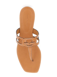 'Ines' Brown Sandals With Thong Design In Leather Woman