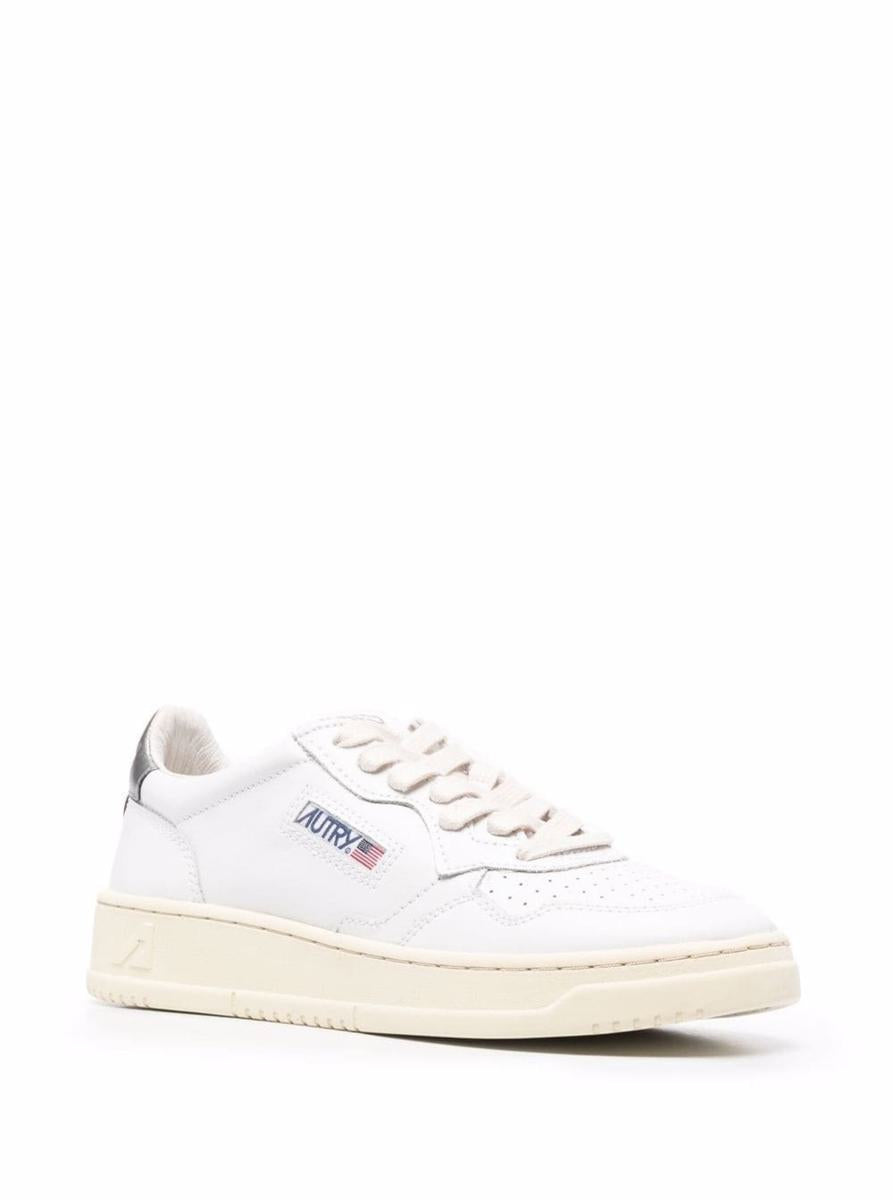 White And Silver Leather Sneakers Autry Woman