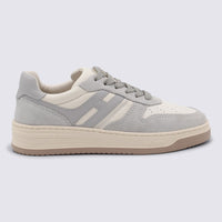 Hogan Ivory And Grey Lleather H630 Sneakers