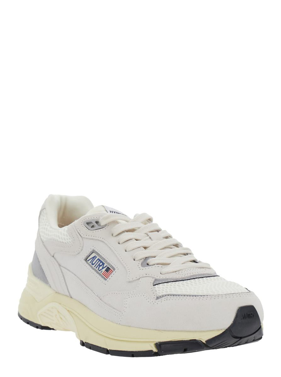 'Hyperway' White Low Top Sneakers With Logo Patch On Tongue And Side In Tech Fabric Man