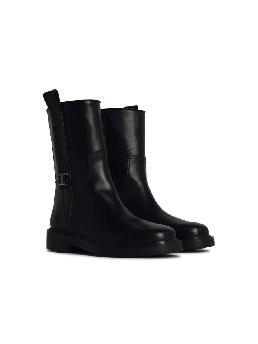Tod'S Black Leather Ankle Boots