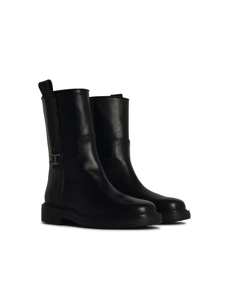 Tod'S Black Leather Ankle Boots