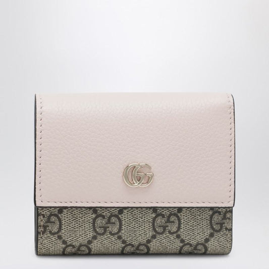 Gucci Mini Gg Marmont Wallet In Pink/Gg Supreme
