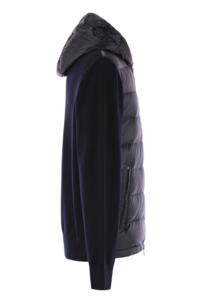 Moncler Padded Wool Sweatshirt With Hood And Zip