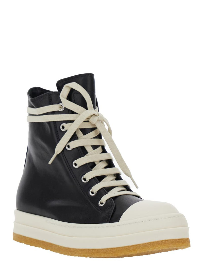 'Creep' Black Sneakers With Oversized Platform And Round Toe In Leather Woman