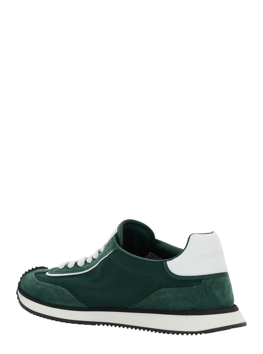 'Cushion' Green Sneakers With Logo Patch On The Tongue And Logo Detail On The Side In Suede And Fabric Man