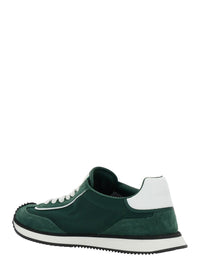 'Cushion' Green Sneakers With Logo Patch On The Tongue And Logo Detail On The Side In Suede And Fabric Man