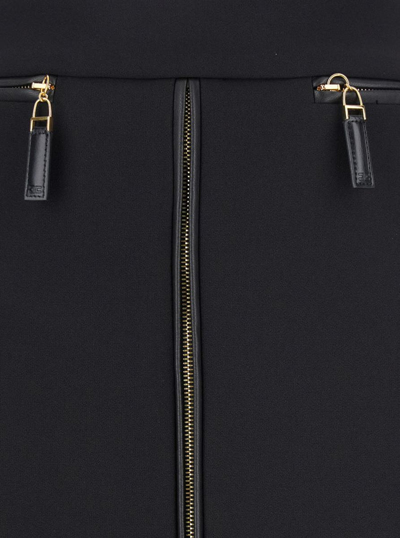 Black Skirt With Zip Fastening In Fabric Woman